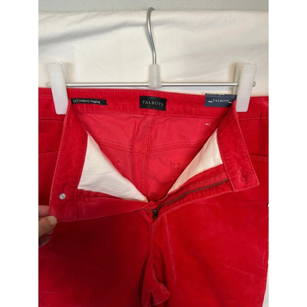 Talbots NWT Red‎ Corduroy Jeggings 14 High Waist Pop of Red Preppy Officecore